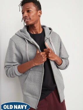 Old Navy Men's Light Gray Full-Zip Hoodie 
XXL or L